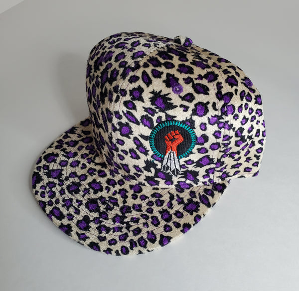 N8V MOVEMENT cap embroidered purple leopard snapback