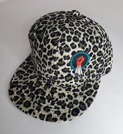 N8V MOVEMENT cap embroidered brown leopard snapback
