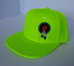 N8V MOVEMENT logo snapback cap neon green