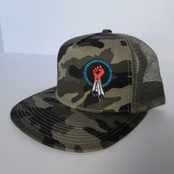 N8V MOVEMENT logo snapback cap gray camo