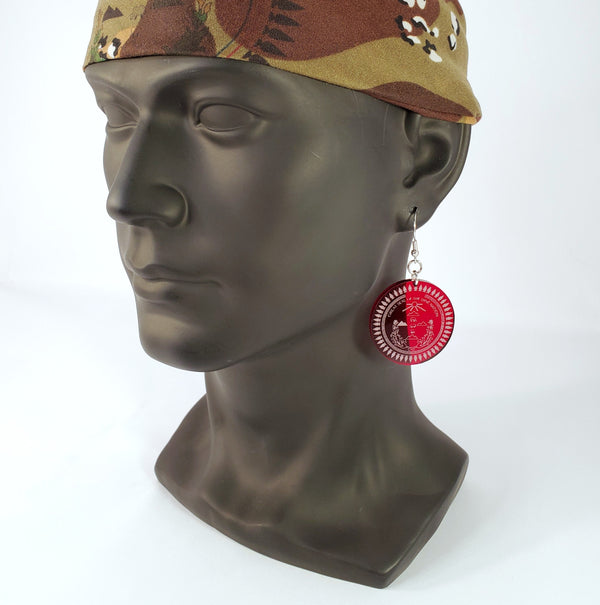 Diné Nation Earrings acrylic maroon