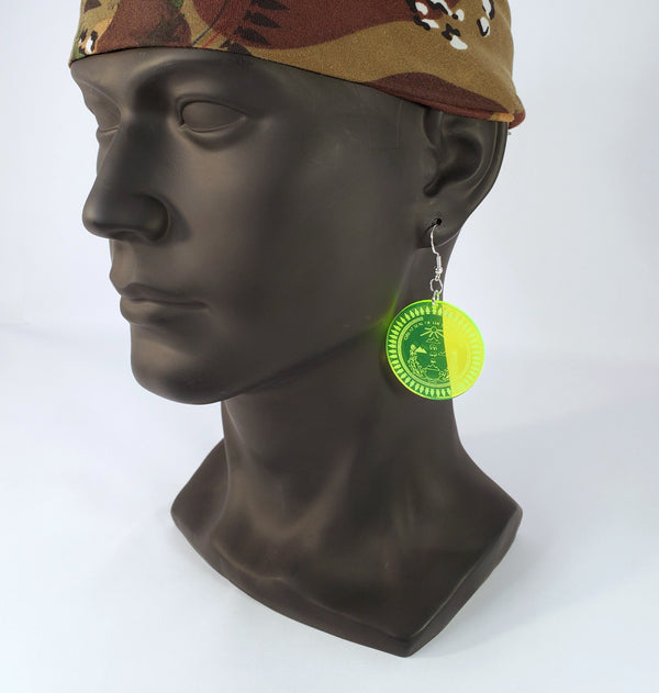 Diné Nation earrings acrylic neon green
